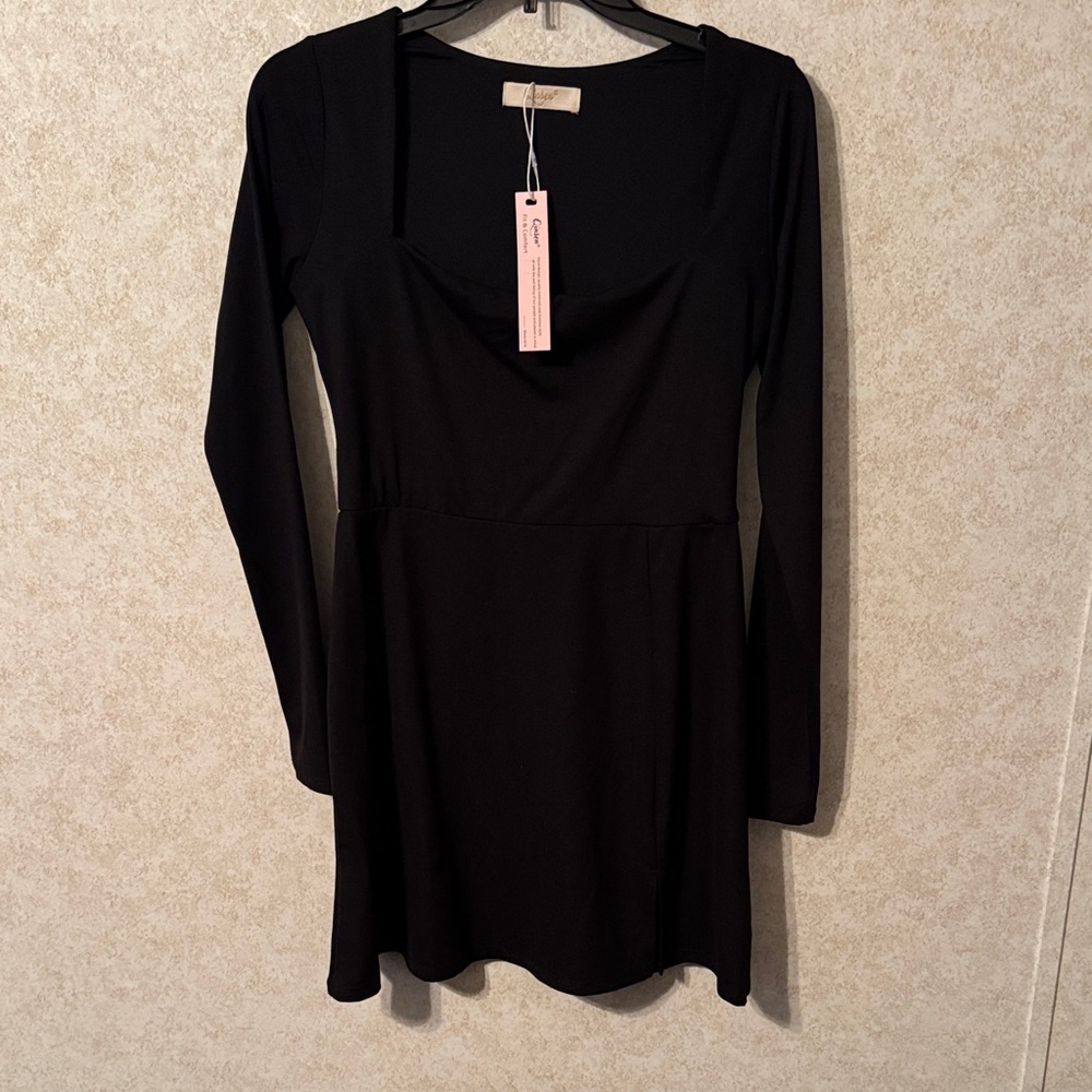 Elegant Black Long Sleeve Dress